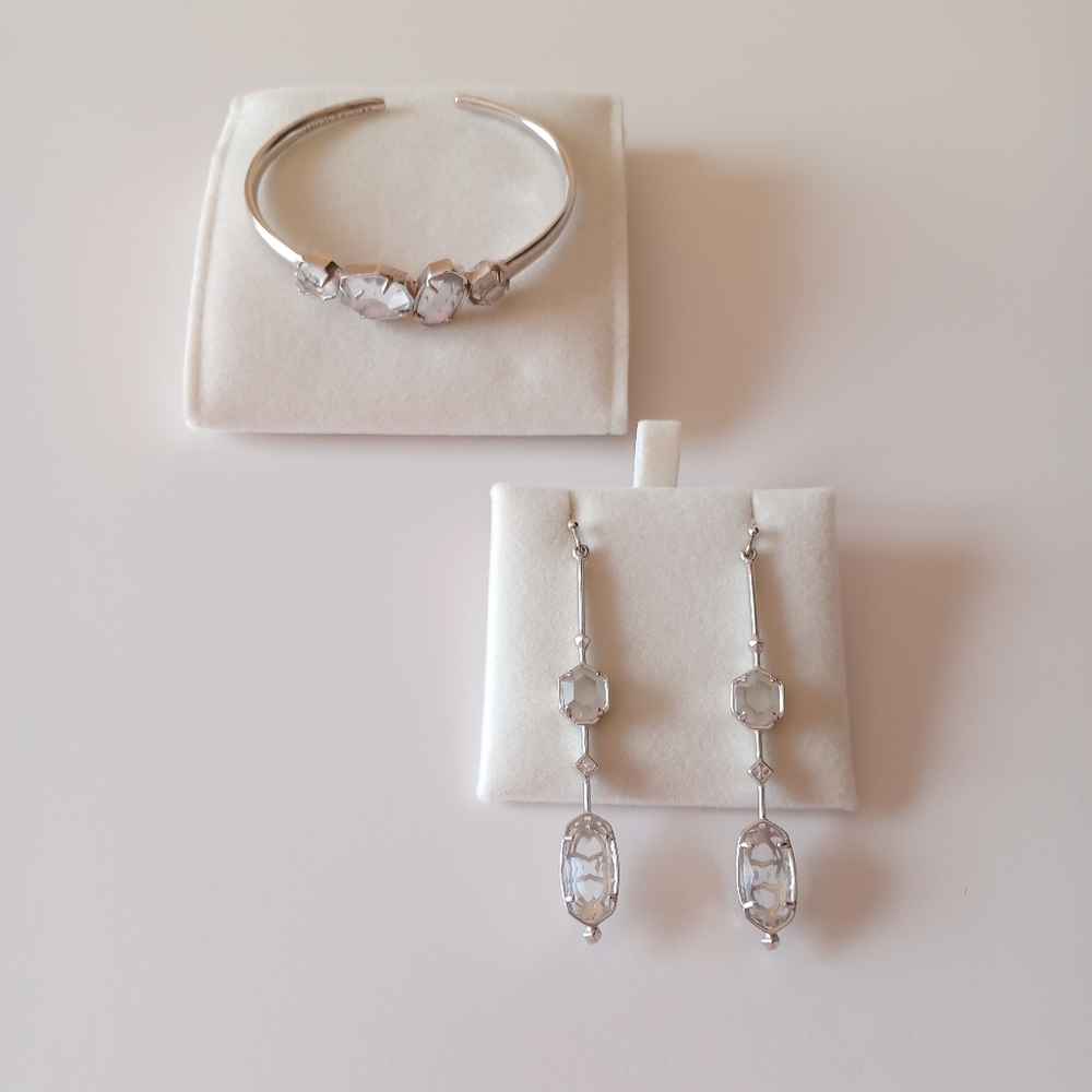 Kendra Scott Silver Bracelet & Earrings - Picture 13 of 13